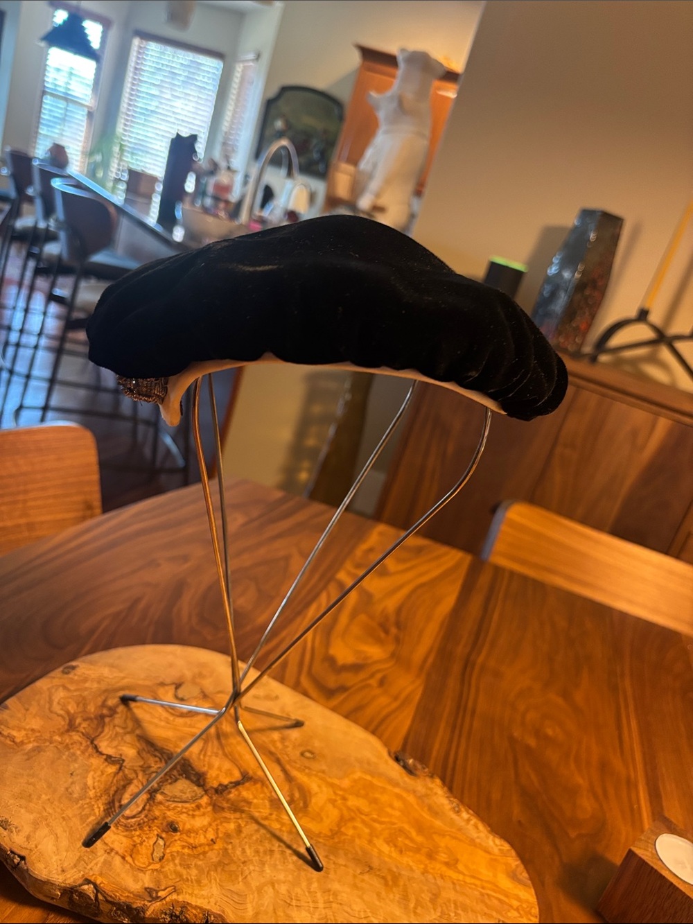 Vintage Ronnie Black Velvet Hat with Gold detail